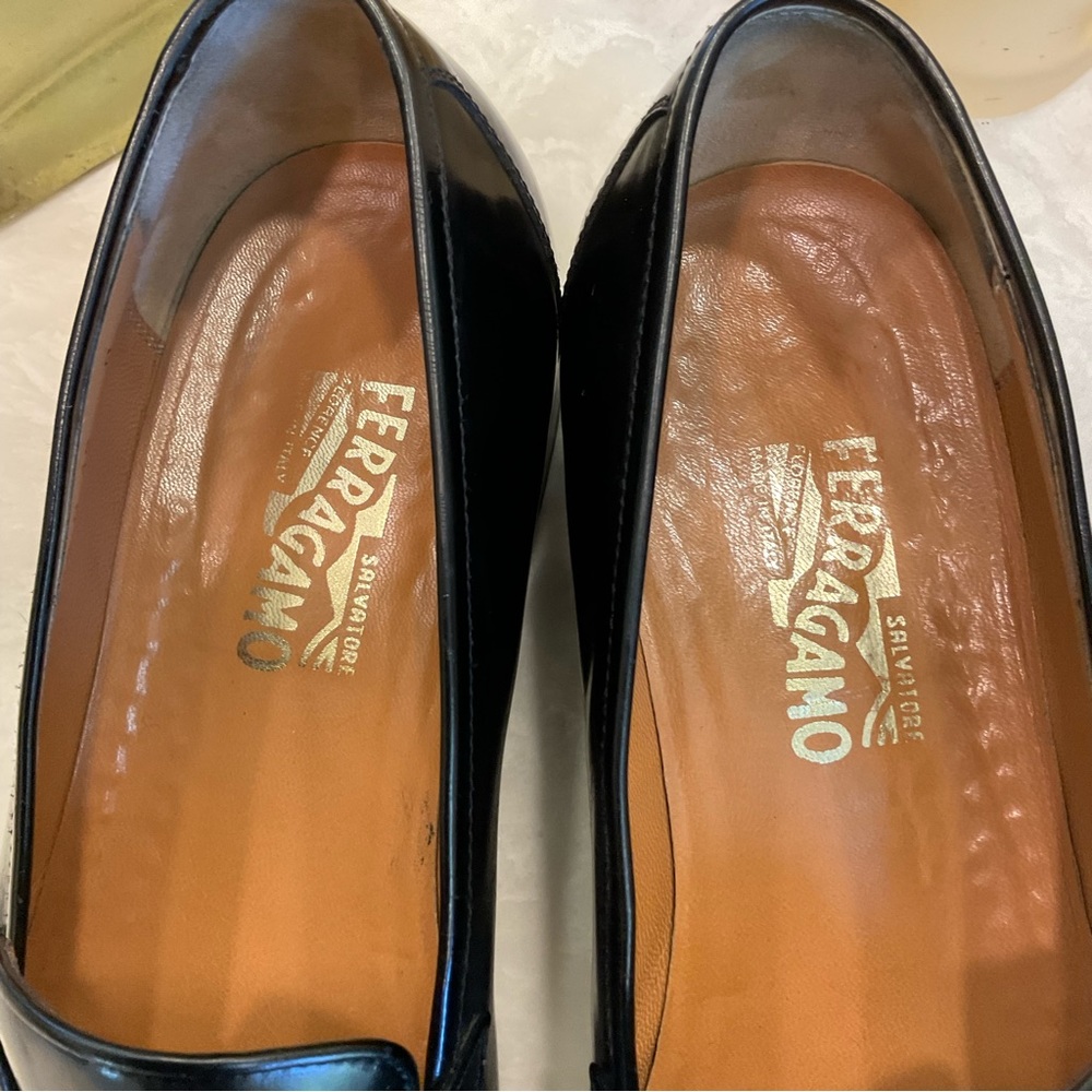 Salvatore Ferragamo Black Calf Leather Loafer Dress Shoe Men’s Sz 12D, Exce Cond - Picture 8 of 16